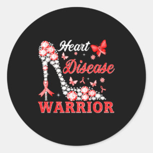 Heart Disease Warrior High Heel Red Heart Disease Classic Round Sticker