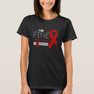 Heart Disease Warrior I'm Fine Feather Ribbon T-Shirt