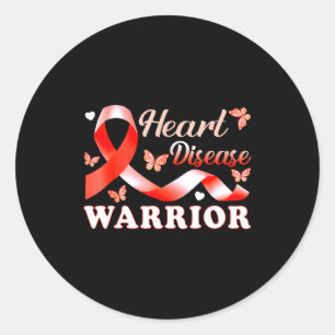 Heart Disease Warrior Ribbon Red Heart Disease Awa Classic Round Sticker