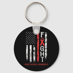 Heart Disease Warrior Us Flag Key Ring