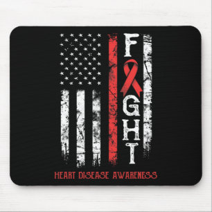 Heart Disease Warrior Us Flag  Mouse Pad