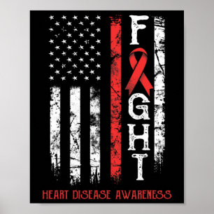 Heart Disease Warrior Us Flag Poster