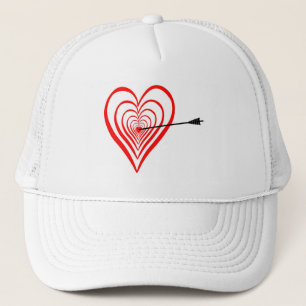 heart disk with arrow trucker hat