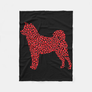 Heart Dog Lover Gifts Shi Inu Puppy Valentines Day Fleece Blanket