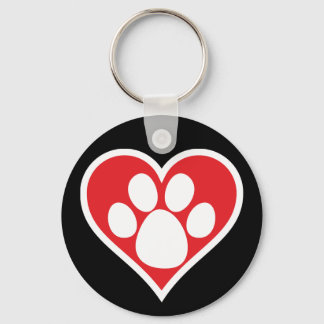 Heart Dog Paw (Dark) Key Ring