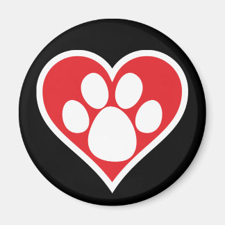 Heart Dog Paw (Dark) Magnet