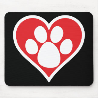Heart Dog Paw (Dark) Mouse Pad