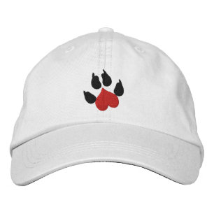 Heart Dog Paw Print Embroidered Hat