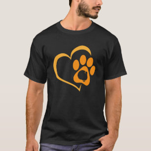 Heart Dog Paw Print Thanksgiving Day Cute Puppy Do T-Shirt
