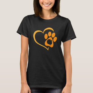 Heart Dog Paw Print Thanksgiving Day Cute Puppy Do T-Shirt