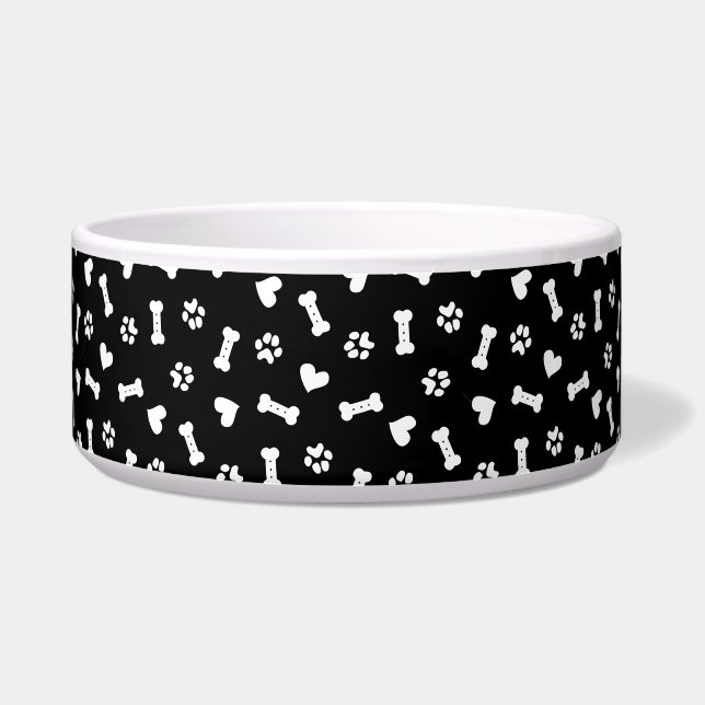 Heart Dog Paws And Bone Black Tote Bag Neck Tie Bl (Right)