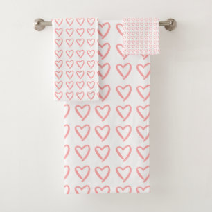 Heart dooddle pattern bath towel set