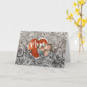 Heart Doodle Mother's Day Kids Photo Folded Card (Yellow Flower)