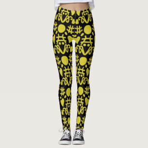 Heart Doodle yellow Leggings