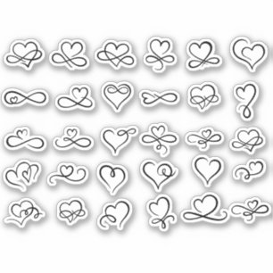 Heart Doodles Aesthetic Scrapbook Craft Stickers