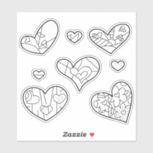 Heart Doodles | Custom Cut Vinyl Colouring Sticker