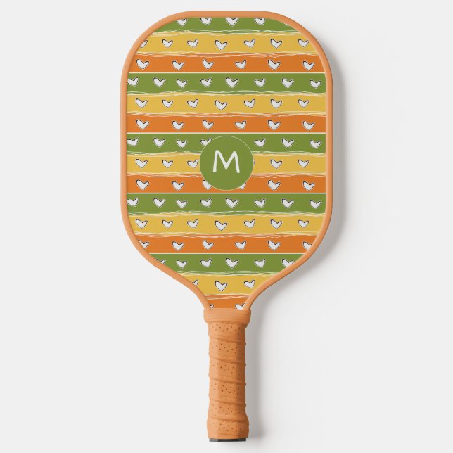 Heart Doodles custom monogram Pickleball Paddle (Front)