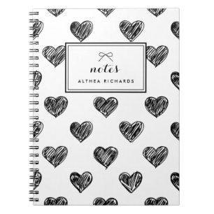 Heart Doodles Pattern Personalised Notebook