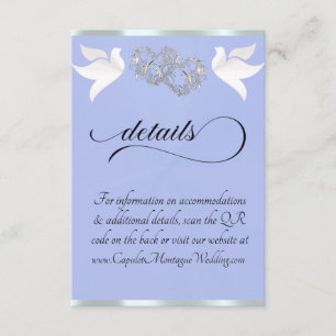 Heart & Doves, QR Code - Blue Pearl/Silver Enclosure Card