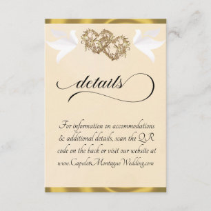 Heart & Doves, QR Code - Peach Pearl/Gold Enclosure Card