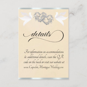 Heart & Doves, QR Code - Peach Pearl/Silver Enclosure Card