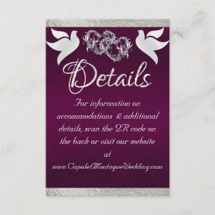 Heart & Doves, QR Code - Purple/Silver Enclosure Card