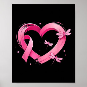 Heart Dragonflies Breast Cancer Awareness Women Ki Poster
