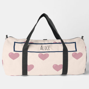 Heart Drawing I Custom Name Duffle Bag