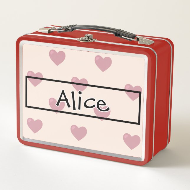 Heart Drawing I Custom Name Metal Lunch Box (Front)