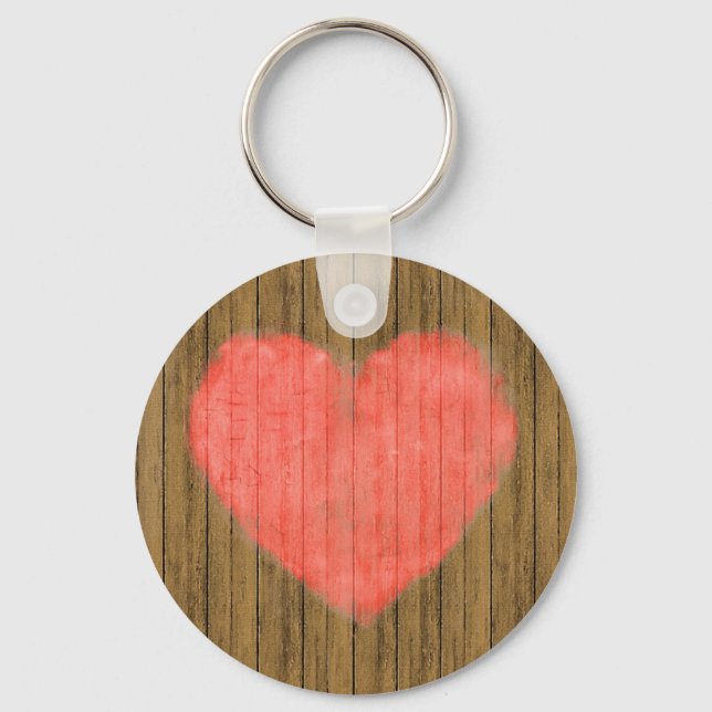 Heart Drawing in Wood Wall Key Ring (Front)