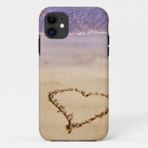 Heart Drawn in the Sand at the Beach iPhone 11 Case