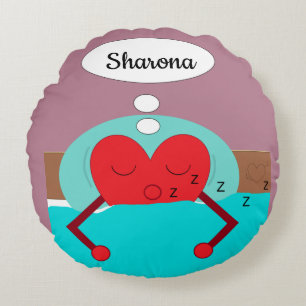 Heart Dreams Purple and Green Round Cushion