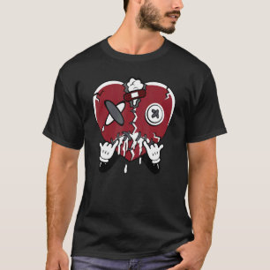 Heart Dripping Streetwear Red Flint 13s Matching T-Shirt