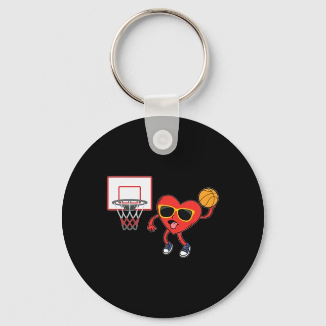 Heart Dunk Basketball Player Valentines Day Love S Key Ring (Front)