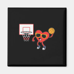 Heart Dunk Basketball Player Valentines Day Love S Magnet