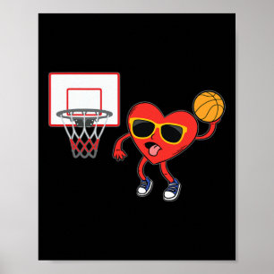 Heart Dunk Basketball Player Valentines Day Love S Poster