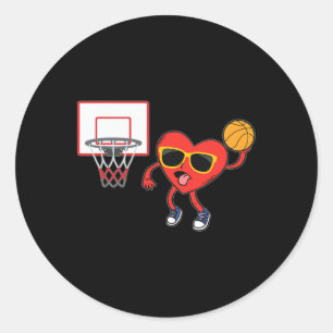 Heart Dunk Bysketbyll Player Valentines Day Love S Classic Round Sticker