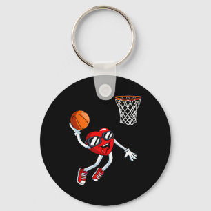 Heart Dunk Bysketbyll Player Valentines Day Love S Key Ring
