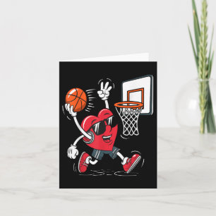 Heart Dunking Basketball Valentines Day Boys Girls Card