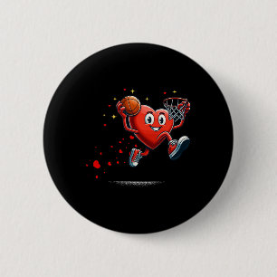 Heart Dunking Valentines Day Basketball Kids 6 Cm Round Badge