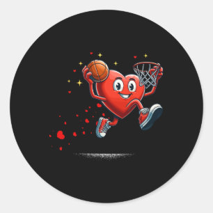 Heart Dunking Valentines Day Basketball Kids Classic Round Sticker