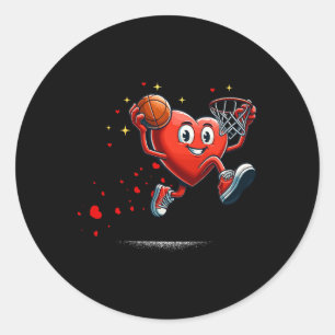 Heart Dunking Valentines Day Basketball Kids Classic Round Sticker