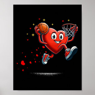 Heart Dunking Valentines Day Bysketll Kids  Poster