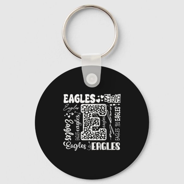 Heart Eagles School Team Go Ealges For Men Women F Key Ring (Front)