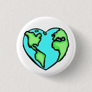 Heart Earth 3 Cm Round Badge