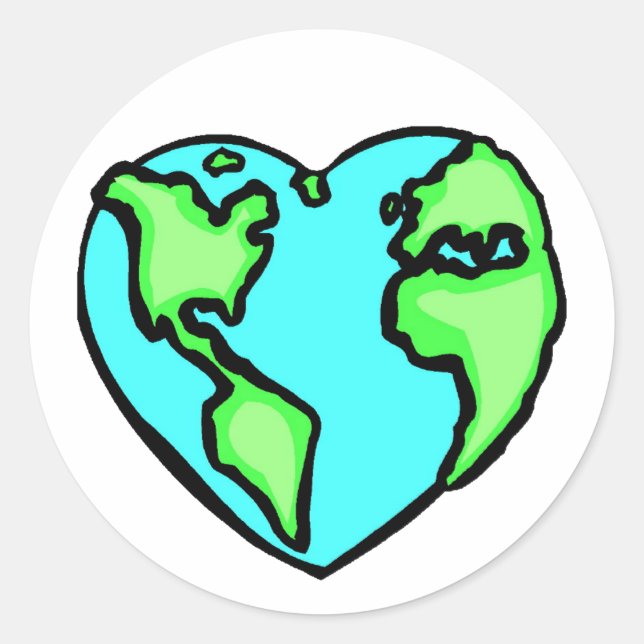 Heart Earth Classic Round Sticker (Front)