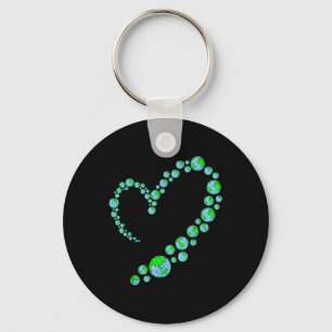 Heart Earth Day Cute Save The Planet Environmental Key Ring