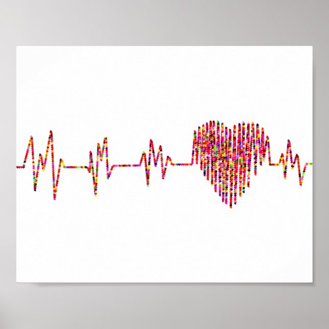 Heart & EKG; Colorful Poster (Front)