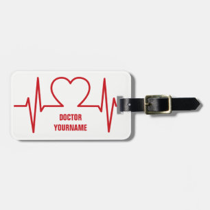 Heart EKG custom luggage tag