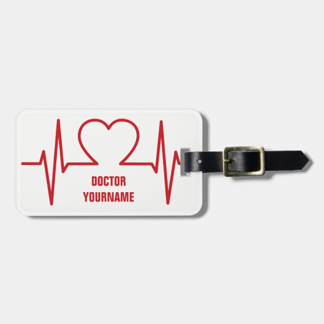 Heart EKG custom luggage tag (Front Horizontal)